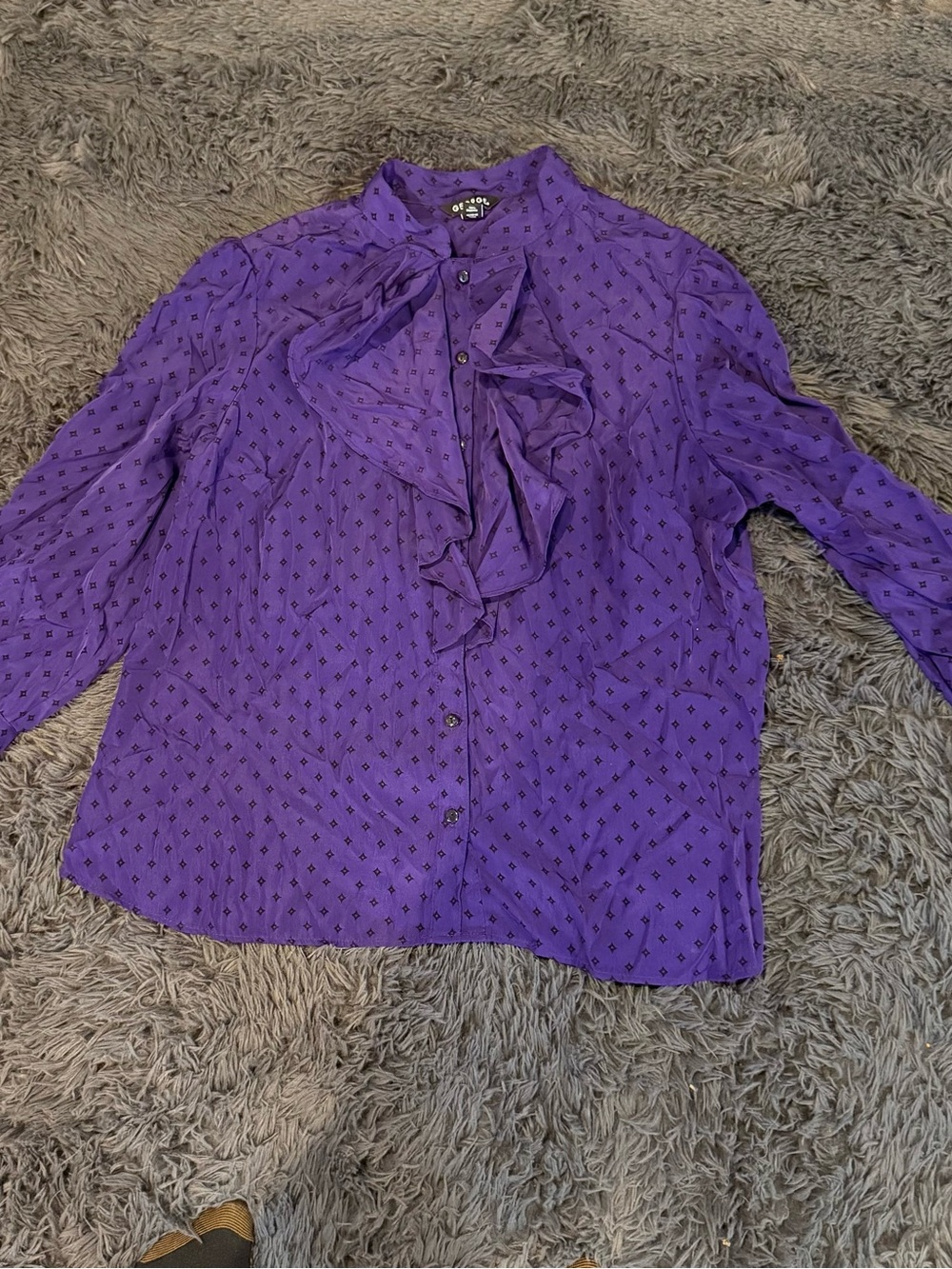 George Purple Ruffle Tie-Neck Blouse